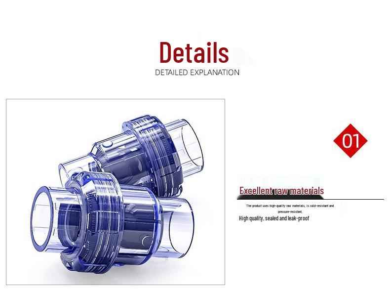Válvula de Retenção de PVC Transparente com Rosca Única - Válvula de Parada Plástica de Aquário Sem Retorno Unidirecional (2 polegadas: 20-25-32-40mm)