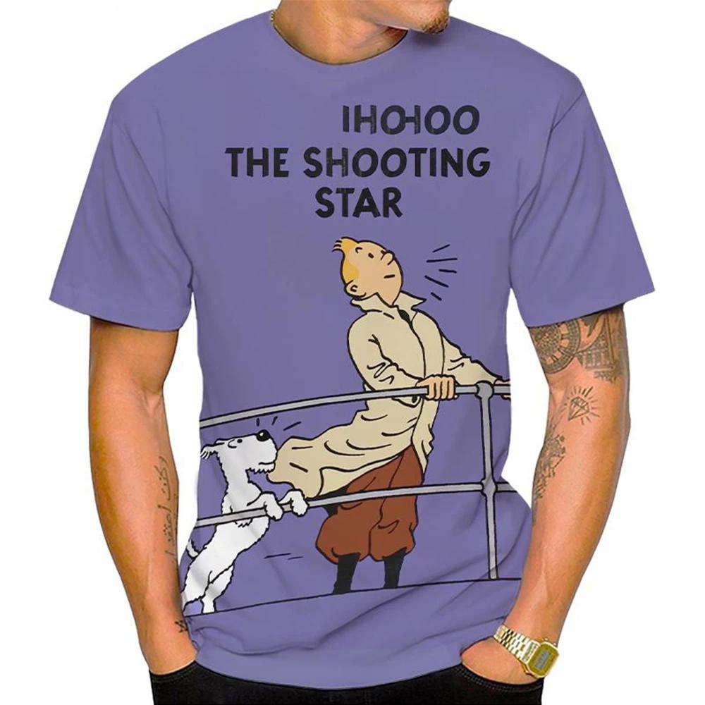 Tendencia de Moda de Verano Estilo Harajuku Camiseta de Dibujos Animados Impresa en 3D Camiseta con Estampado Lindo Camiseta Casual Cómoda de Manga Corta