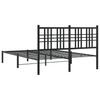 Metal Bed Frame with Headboard Black 135x190 Cm