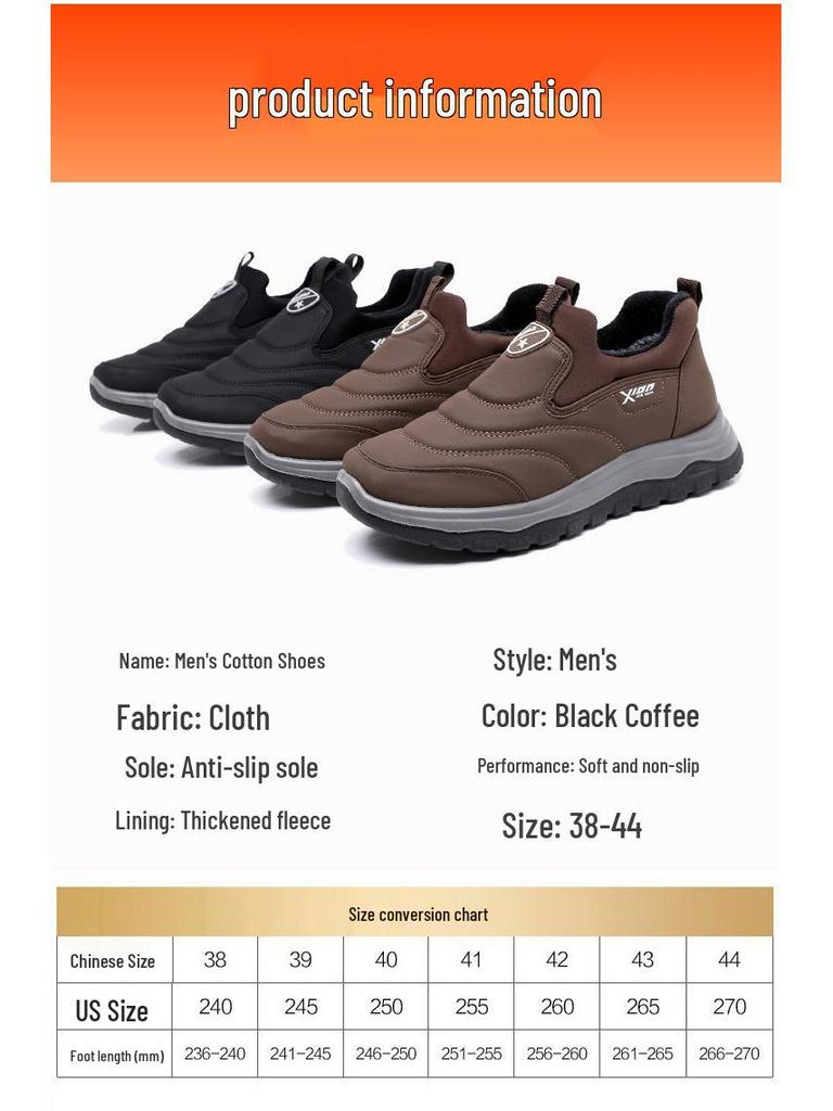 Herren Winter Old Beijing Samtgefütterte Rutschfeste Freizeitschuhe für ältere Menschen