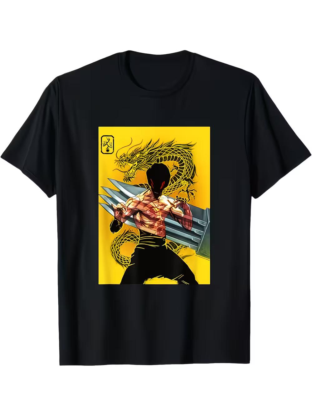 Men s Enter The Dragon Metal Claw Graphic T-Shirt- Martial Arts Dragon Design XXXL