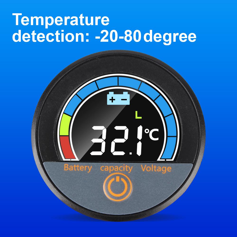 Battery Level Indicator DC7-100V Car Voltage Meter Battery Capacity Tester Waterproof Universal Digital Circular Voltmeter