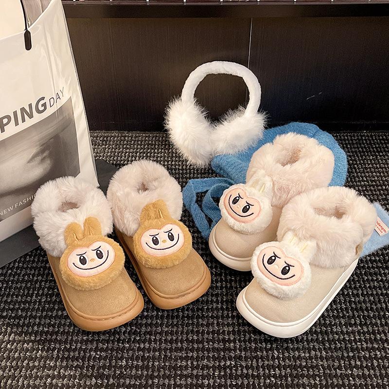 Women's cartoon winter thickened padded comfortable warm cold lightweight hiking waterproof non-slip thick sole cushioning snow boots