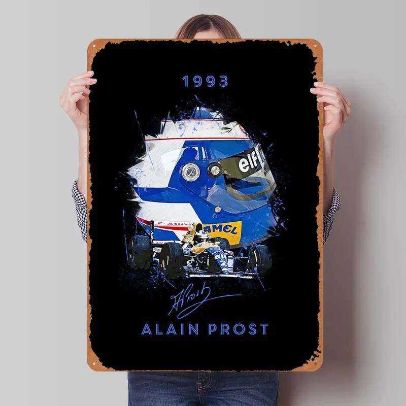 Alain Prost Metal Sign Racing Poster Art Mural Retro Tinplate Sign for Wall Art Decoration Coffee Bar Vintage Home Decor Items