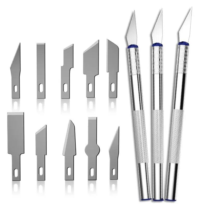 13pcs Carving Knife Set High Carbon Steel Scalpel Knife Tools Kit Polymer Clay Pen Knife Crafts Carving Cutter Repair Tools Set