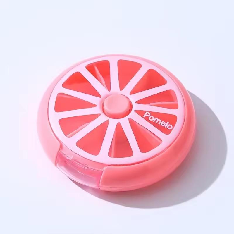 1pc Portable Pill Box Weekly Rotating Split Fruit Points Drug Carry With You Mini Medicine Boxs Medicine Travel Pillbox