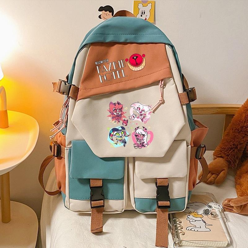 Hell Inn Boys And Girls Elementary And Secondary School Bags Cartoon Hazbinhotel Trendy Backpack Cool