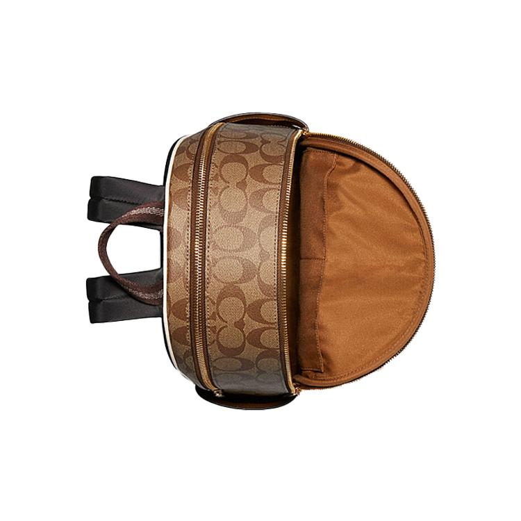 COACH Court Canvas With Leather Backpack Medium Womens White Brown