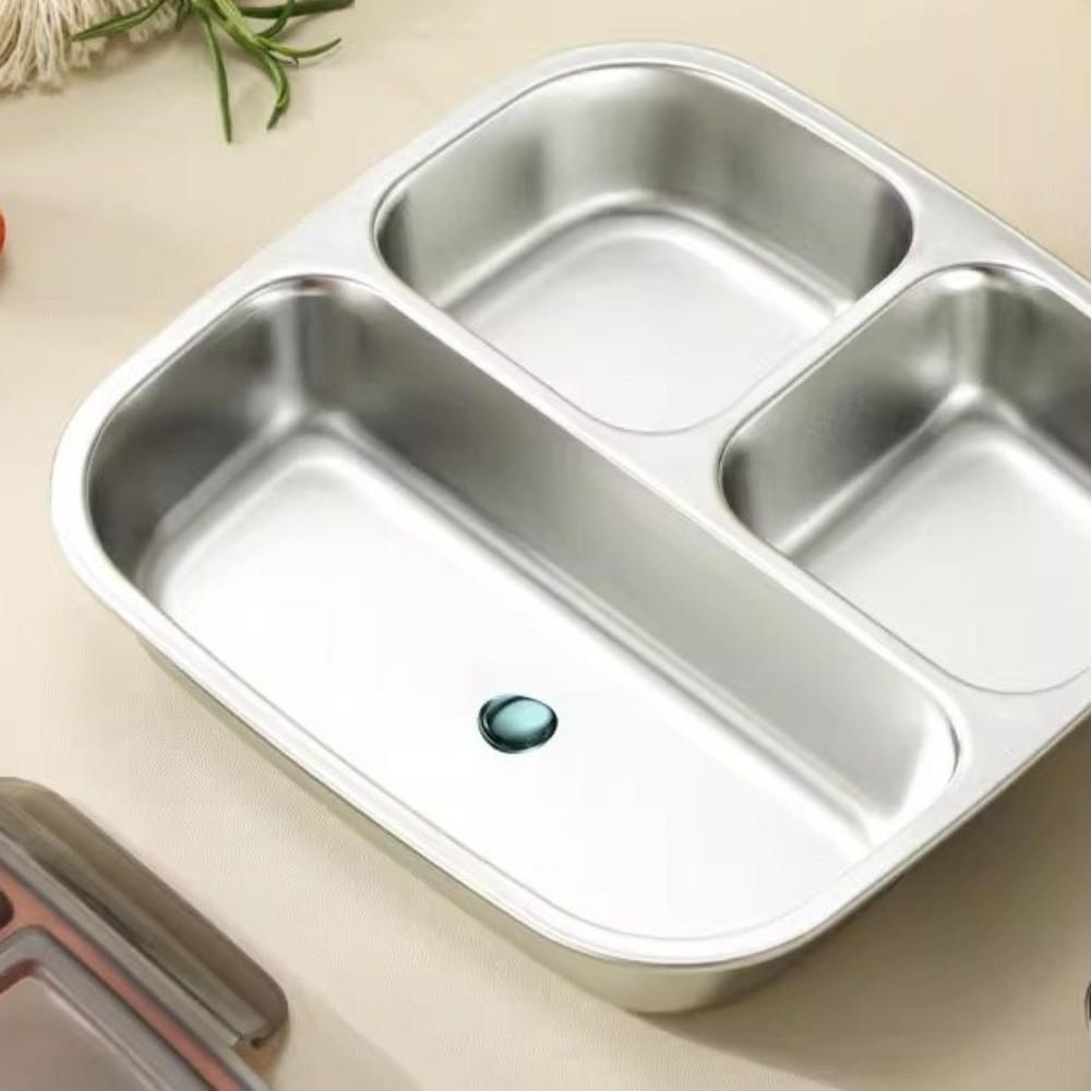 Leak Proof Stainless Steel  Lunch Box Reusable Student Meal Plate Food Container  Child School