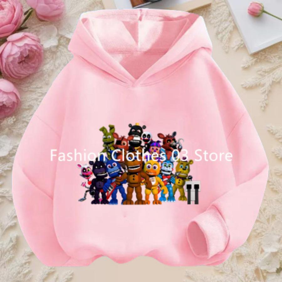 2026 Anime Five Nights Bear Hoodie 3-12 Year Kids Cosplay Unisex Hoodies Boys Sweatshirt Teen Girls Clothes Birthday Gift