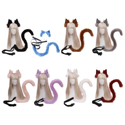 Cartoon Ohren Schwanz Set Maskerade Halloween Katzen Cosplay Party Kostüm Ohr Haarreif Kopfschmuck Lolita Accessoires