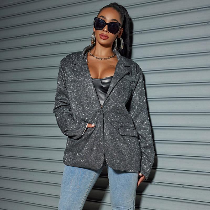 Women's Commuter Style Cardigan Lapel Long Sleeve Large Size Casual Suit Jacket