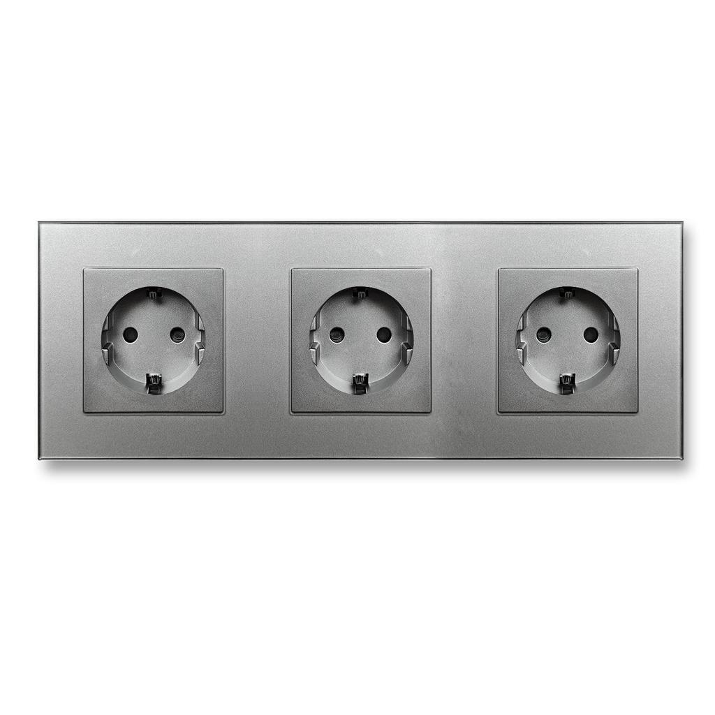 Złoty Panel Ze Szkła Hartowanego Okrągłe Rosyjskie Gniazdko Ścienne 16A – Ukryty Design