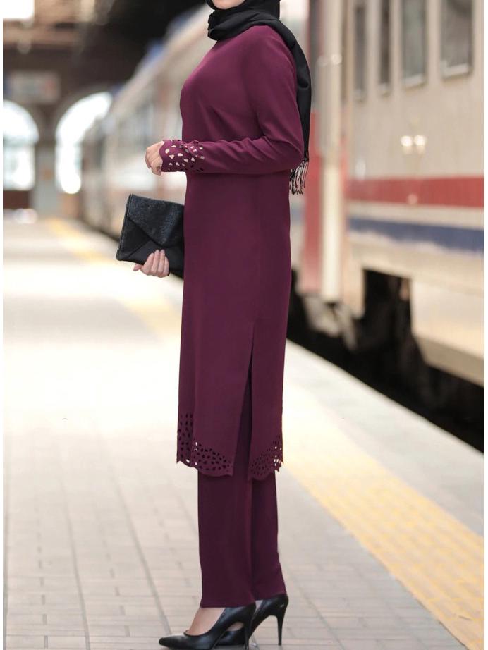 Frühlings-Abaya-Kleid-Anzug mit Blumendesign für muslimische Frauen – Zweiteiliges nahöstliches Kleid