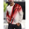 Fashionable Casual Round Neck Long Sleeved T-shirt Soft Comfortable Vintage Versatile Loose Creative Retro Stripes 3d Printed Men's T-shirt