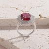 Classic 6.7 Carat Colored Treasure Ring Grand Main Stone S925 Sterling Silver Set Cultured Ruby Ring White