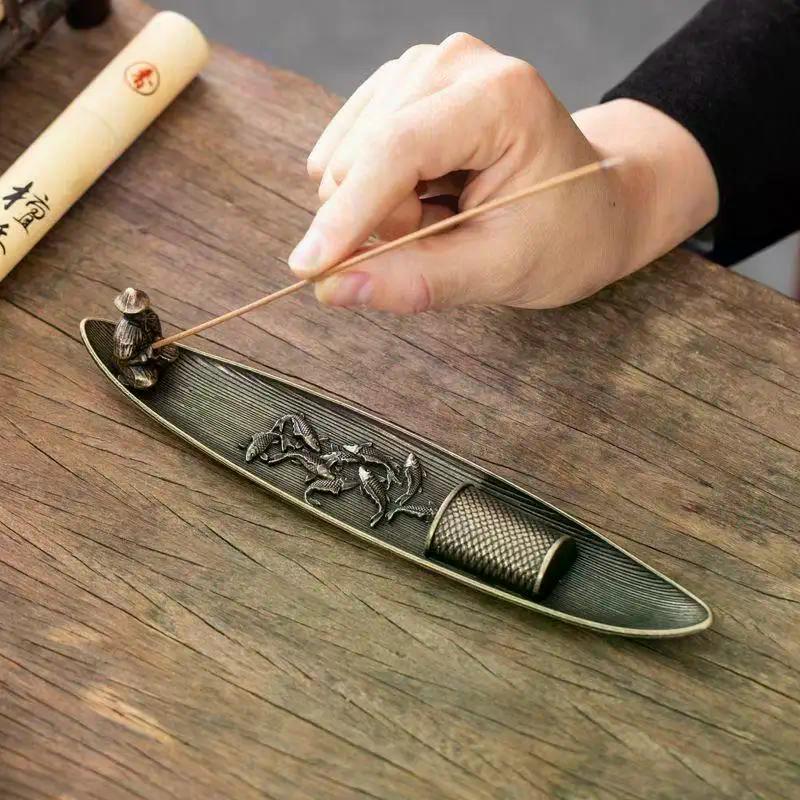 1Set Fish Chinese Fisherman Fishing Incense Censer Holder For Incense Sticks Home Decor Accessories