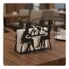 Hollowout Metal Napkin Rack Creative Style Black Iron Holder Decorative Tabletop Tissue