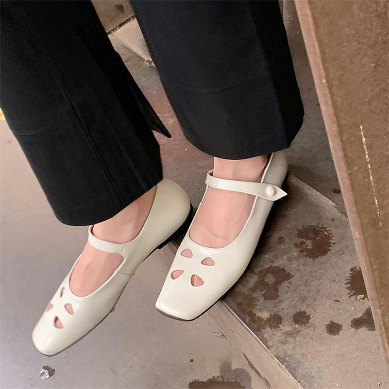 

Meotina Women Genuine Leather Mary Janes Square Toe Flats Concise Glove Shoes Ladies Fashion Casual Shoes Spring Autumn Beige 40 34 бежевый