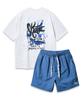 ALVINCLO [Set] Skate Oversized Short Sleeve T-Shirt With String Details Woven Shorts Set