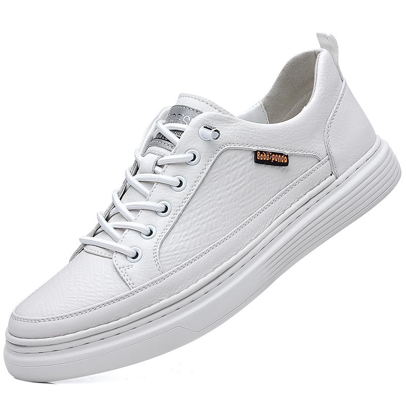 

Fashion High Quality Men Casual Leather Vulcanized Shoes Outdoor Waterproof Flat Designer Walking Shoes Fashion 2024 Comfy Casual Shoes 38 белый