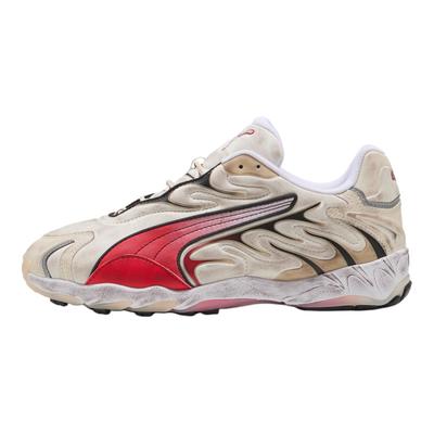 Inhale Distressed Alpine Snow Red Unisex Sneakers Cream 404532-02