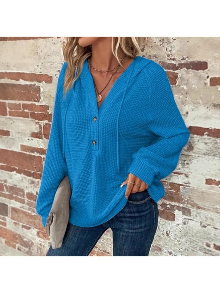 Oversized Hooded Sweatshirt with Button Front in Multiple Colors