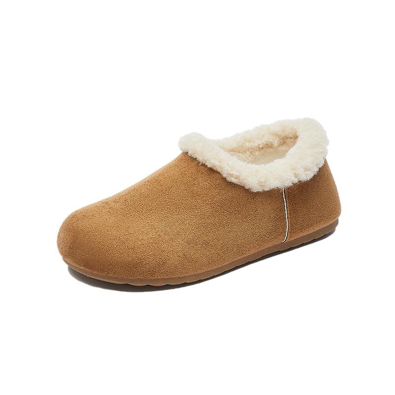 Winter Warm Moccasins for Women Faux Suede Loafers with Fuzzy Plush Lined Non Slip House Flats Shoes Women's Indoor Outdoor Faux Fur Walking Shoes