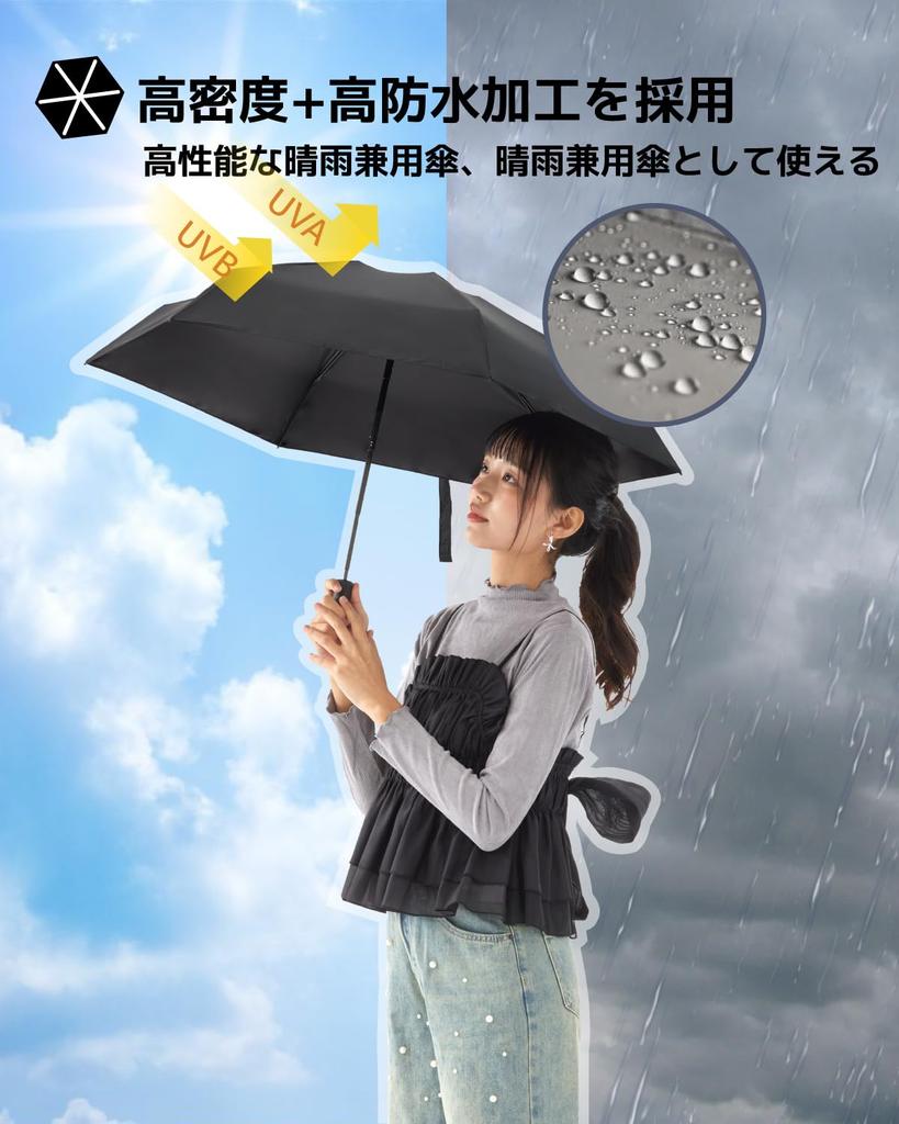 Konciwa Folding Parasol Lightweight and JIS UV Complete Heat Pocket Folding Water Large 90cm Easy To For Sunny and Rainy Folding Heat Stroke Day
