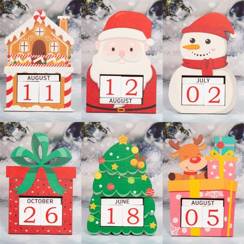 Christmas Calendar Wood Design Festival Table Decoration Countdown Calendar with Numbered Days