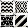 Black and White Geometric Linen Printed Pillowcase Simple Nordic Living Room Decoration Pillow Office Bedside Cushion Cover