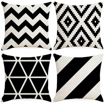 Black and White Geometric Pattern Home Sofa Pillowcase 45*45cm