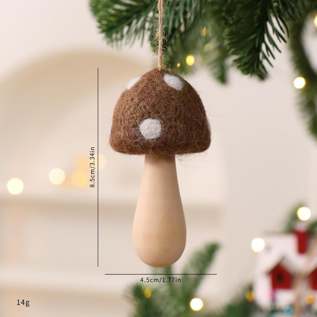 Mini Felt Mushroom Christmas Tree Ornaments