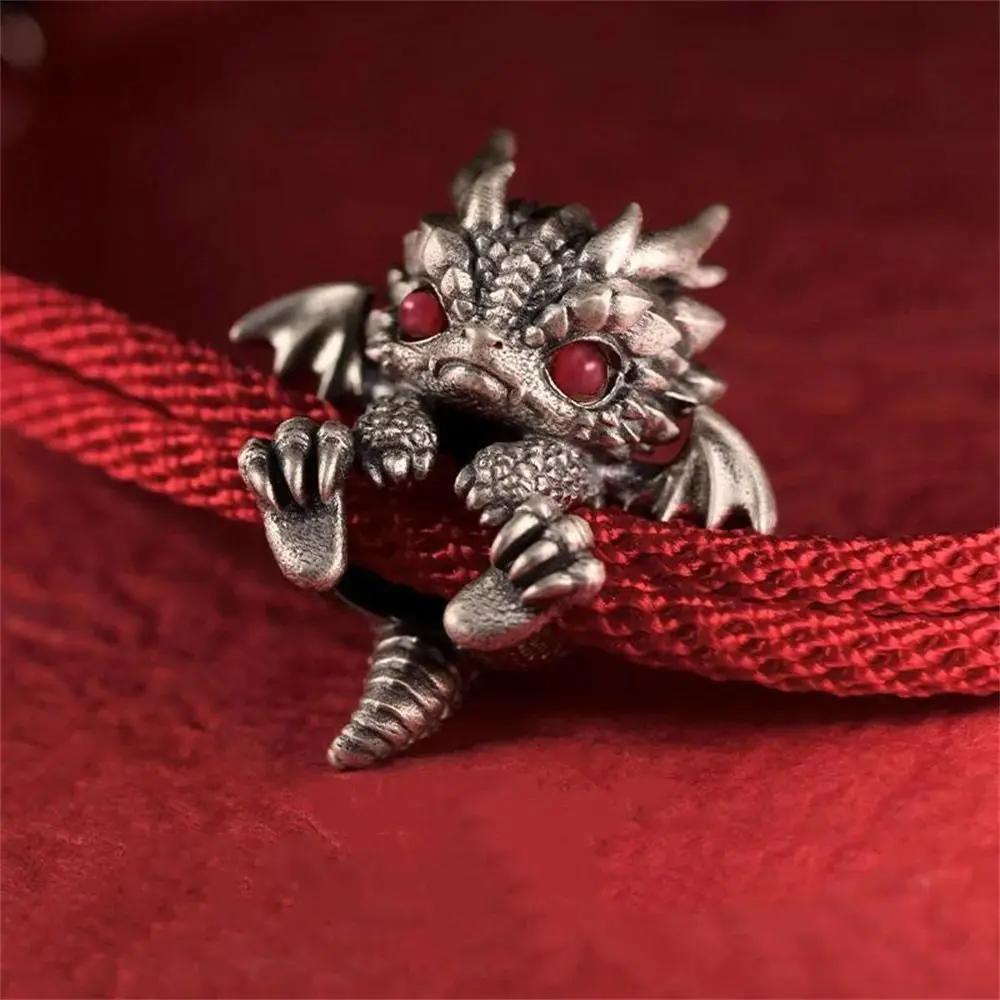 Vintage Red Rope for Men Women Pullable Adjust Dragon Bracelet Bangle This Animal Year Jewelry Accessories Handwoven Bracelet