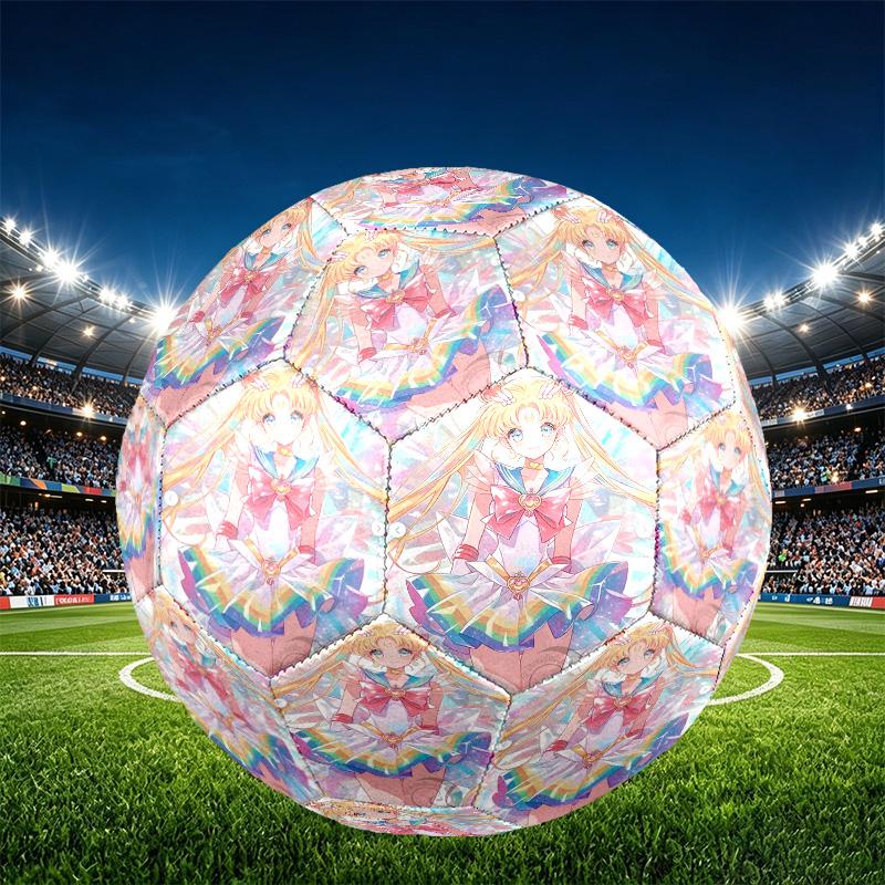 Sailor Moon Print Size 5 Soccer Ball, PU Wear Resistant Football for Match Training and Daily Practice, Birthday Gift for Soccer Fans