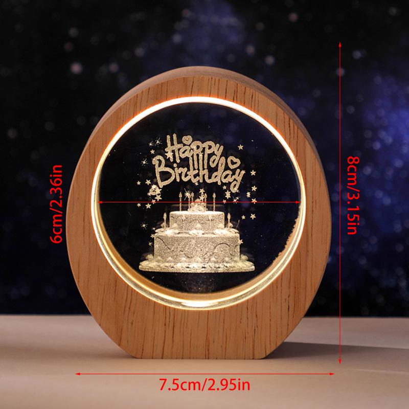 3D Inner Carving Planet Night Light Luminous Crystal Desktop Ornament