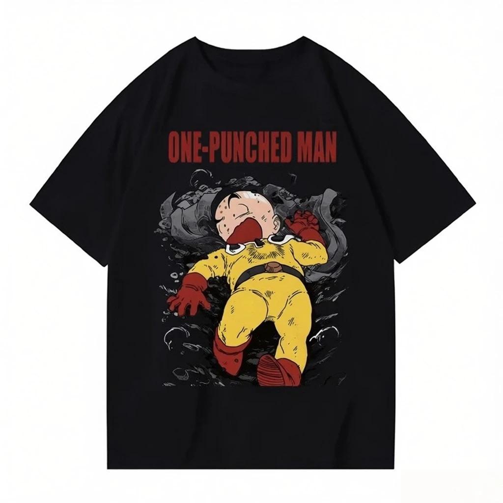 

One-Punch Man Saitama Funny Parody Knockout Manga Graphic T-Shirt White Unisex Oversized Casual Anime Streetwear T-shirt XXXL