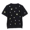2025 Spring/Summer Women's Slim Bee Print Korean Minimalist Pullover with Stripes