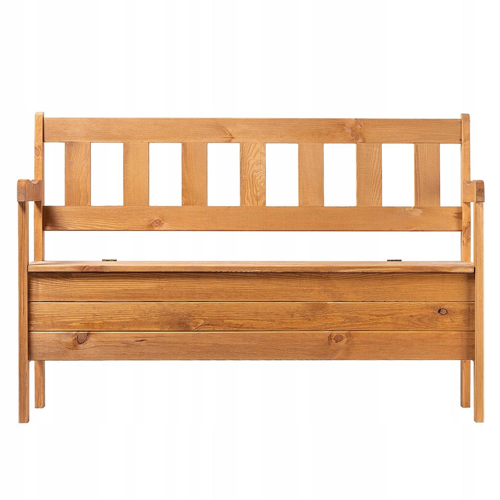 KADAX Wooden Garden Bench With Backrest 120cm With Box Terrace Balcony Garden