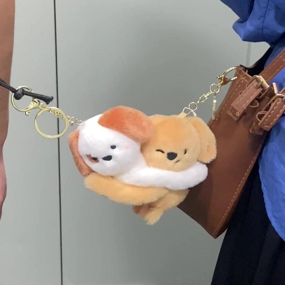 Stuffed Animal Cat Dog Plush Dolls Stickable Plush Key Rings Couple Cartoon Keychains  Friendship