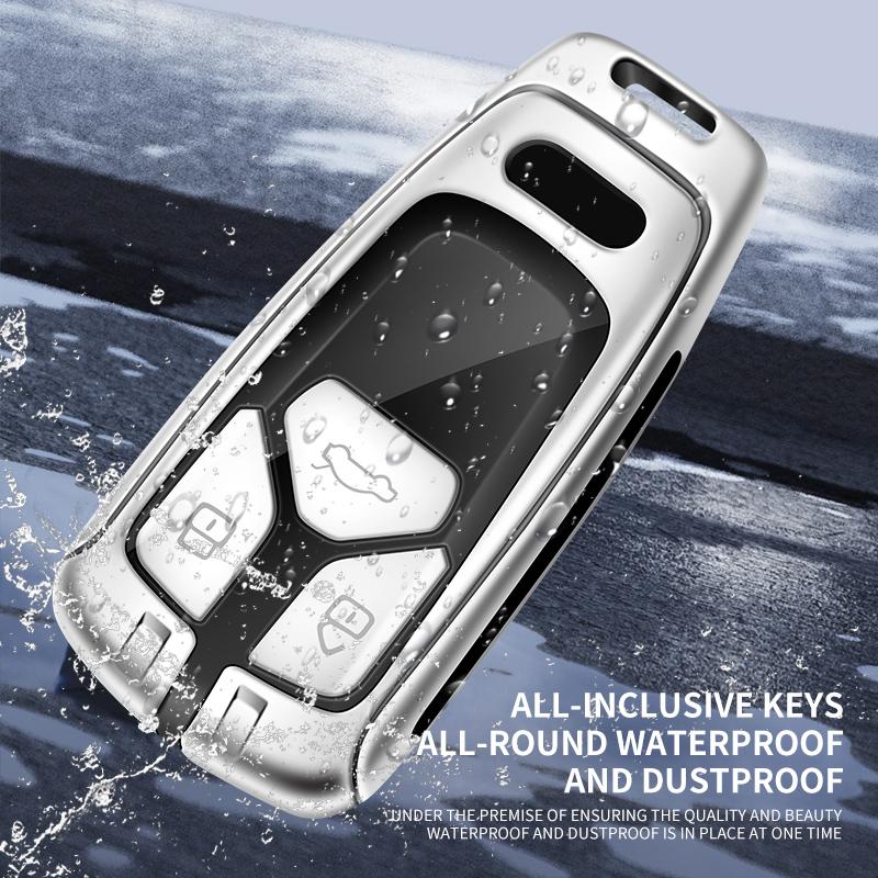 New Alloy Leather Car Key Case Cover Protection Shell for A4 B9 Q5 Q7 TT TTS 8S 2016 2017 Car Key Accessories