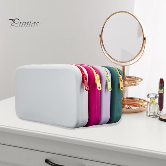 Detachable Wrist Strap Cosmetic Pouch Bag Zipper Closure Portable Silicone Makeup Storage Stain-resistant Case with for Home Travel Stain-proof