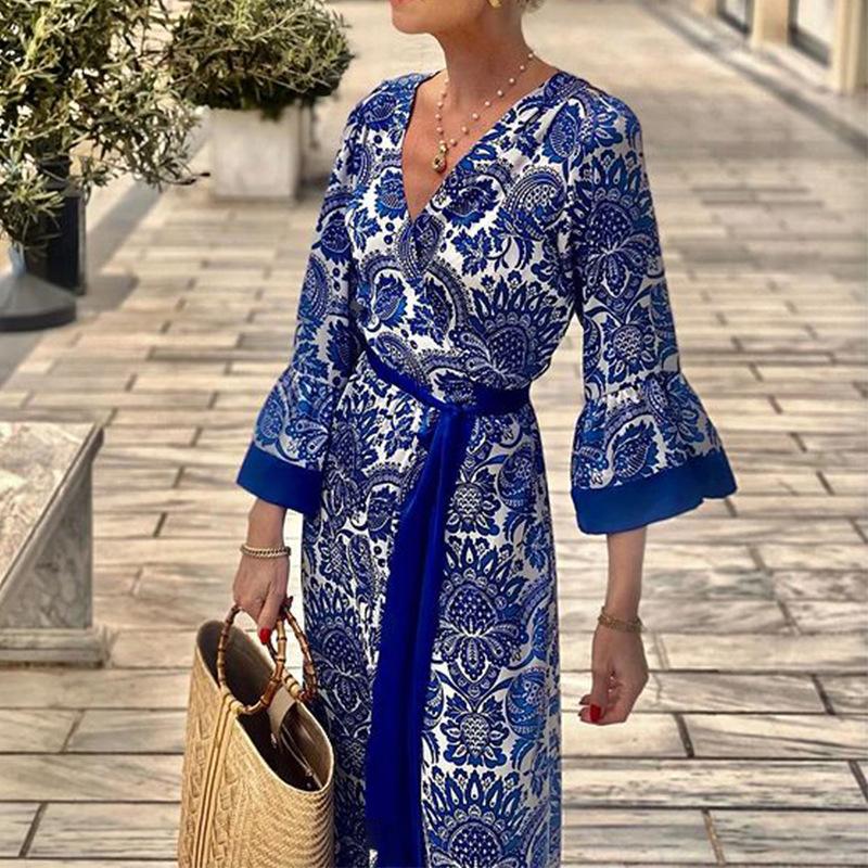 Women's Dress Fashion Bohemian Printed Midi Long Dresses