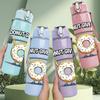 1PC Donut Weight Lifting Sport Print 750ml Color Plastic Sports Water Bottle Leakproof Flip Straw Lid Suitable for Sports Office Home Use