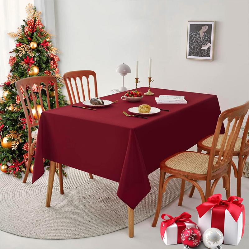 Weihnachten Weinrot Polyester Knitterarm, Waschbar Und Wiederverwendbar, Restaurantküche Tischdekoration Tuch Tischdecke
