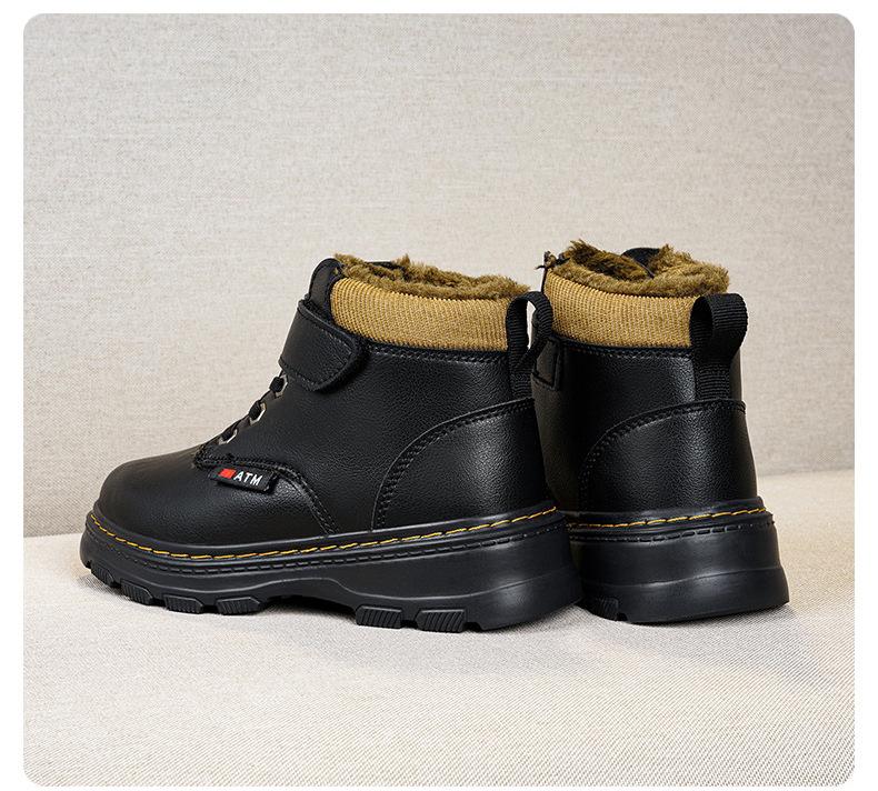 Children's Winter 2023 Martin Boots - Waterproof Leather, Velvet Lined, Non-Slip, Casual Short Boots for Medium and Large Kids.