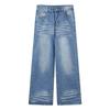 American retro wide-leg jeans women's 2026 summer new washed blue loose and thin straight floor pants