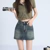 2025 Spring/Summer Women's Retro Denim A-Line Bodycon Mini Skirt