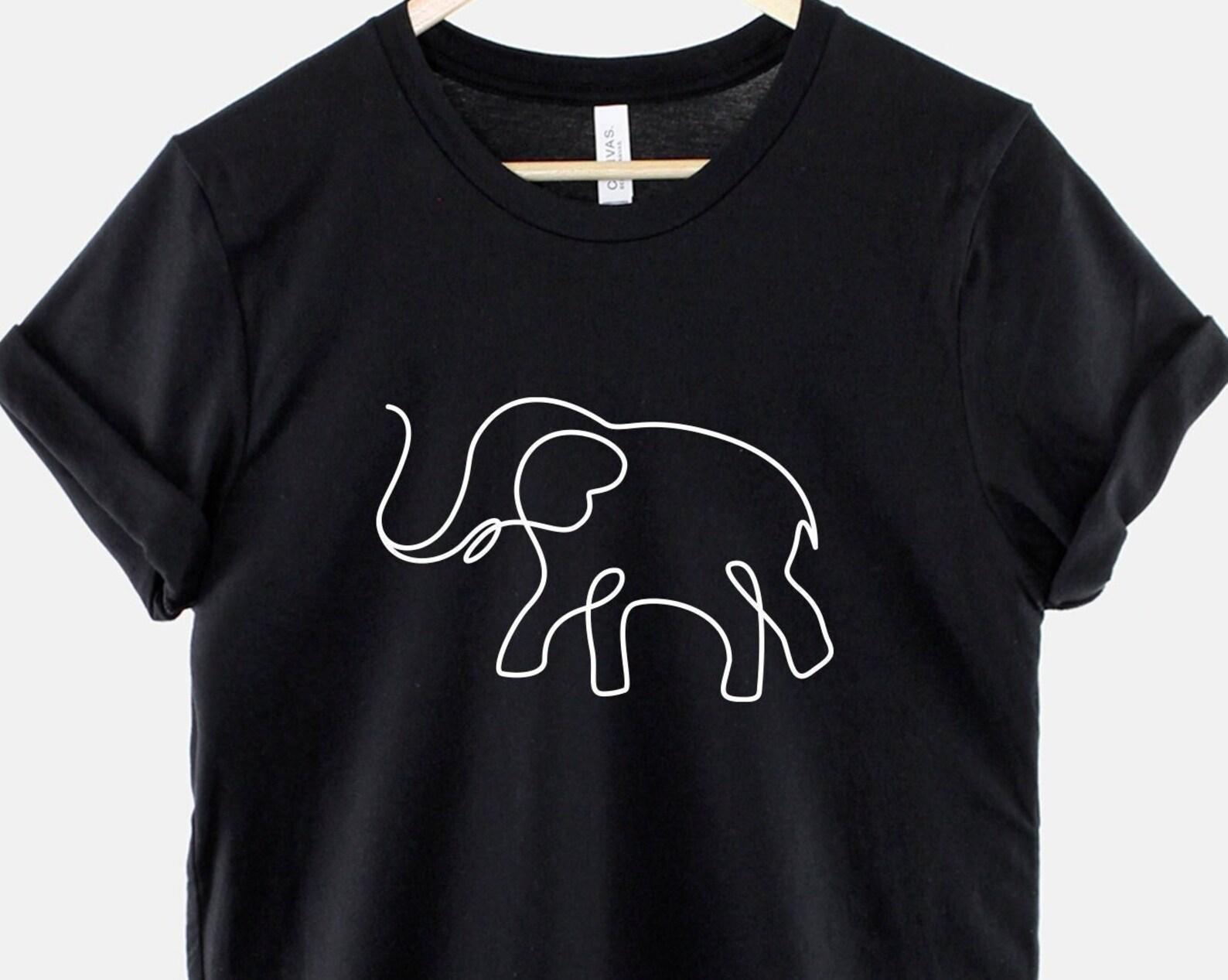 Minimalist Elephant Shirt, Cute Elephant T Shirt, Animal Lover Graphic Tee, Gift for Wildlife Fan S