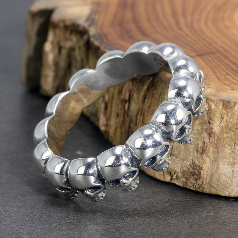 Men and Women Skull Rings Retro Anti Silver Color Gothic Skull Head Finger Rings Couple Accessories Punk Hip-hip Jewelry